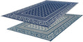 Blue White Faulkner Reversible RV Patio Mat - Angled View | United RV Parts