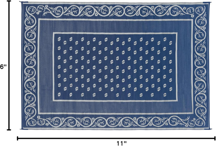 Blue Faulkner 6x9 RV Mat with Size Dimensions - Product Detail | United RV Parts