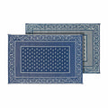 Blue Reversible Vineyard RV Patio Mat - Both Sides View | United RV Parts