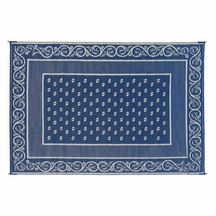 Blue Polypropylene RV Patio Mat - Vineyard Pattern Side | United RV Parts