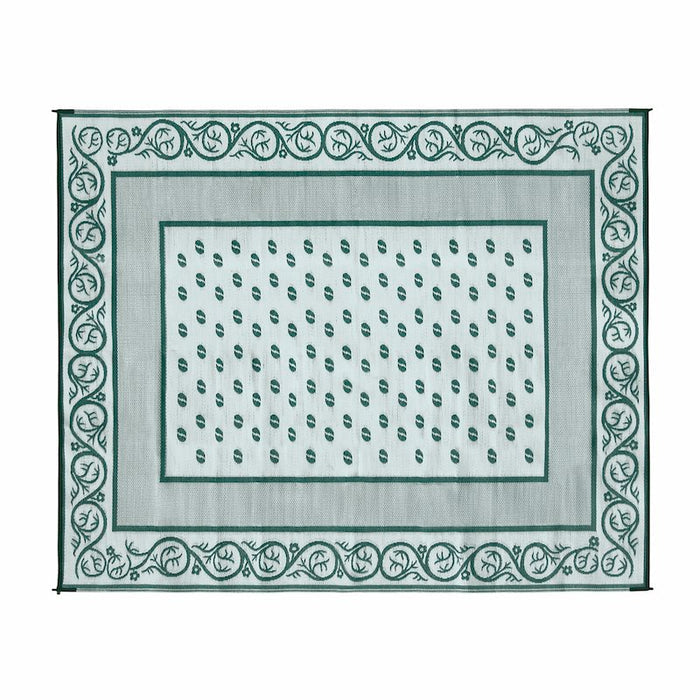 White Reverse Side Faulkner Vineyard RV Patio Mat 8x20 - Top-Down Flat Lay | United RV Parts