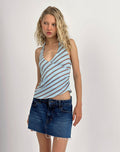 Image of Fayez Slinky Top in Diagonal Striped Light Blue