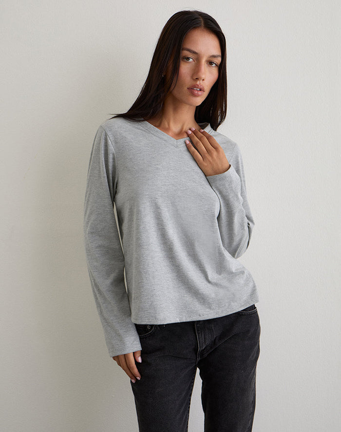 Image of Feman Top in Jersey Grey Marl