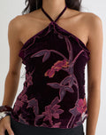 Image of Fiorella Top in Floral Devore Burgundy