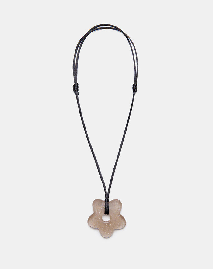 Image of Flower Necklace in Resin Brown