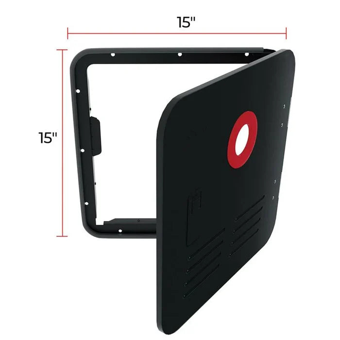 Black RV Water Heater Door with Dimensions - Open Side Angle 15x15 Replacement | United RV Parts