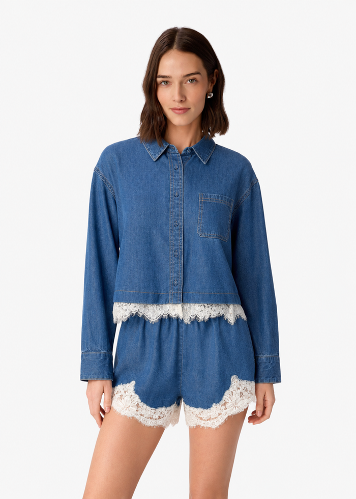 Garance Chambray Cropped Shirt Light Wash
