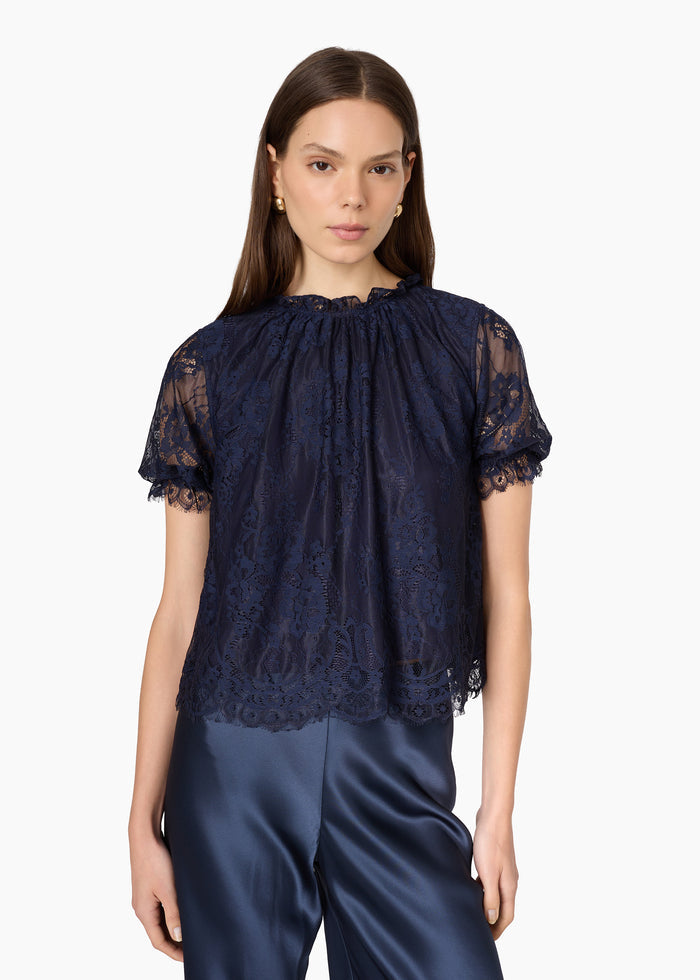 Geraldine Lace Top Navy