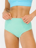 Green Seersucker High-Waist Bottom