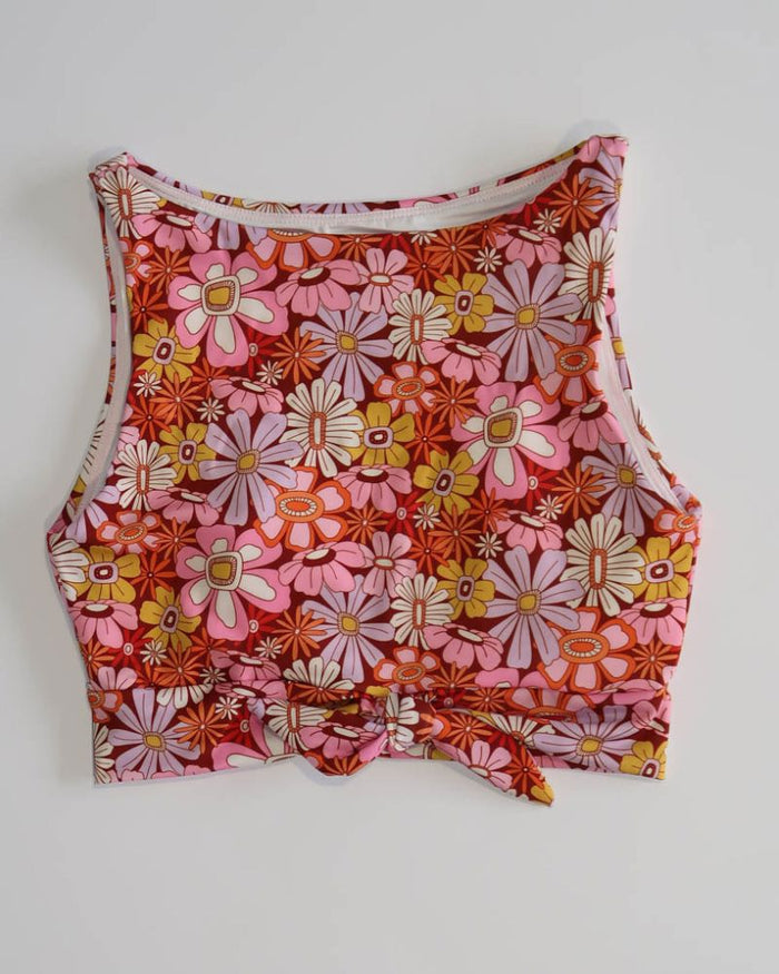 Groovy Blooms Knotted Crop Top
