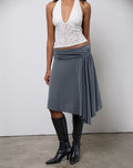Image of Harlan Asymmetric Midi Skirt in Cupro Grey
