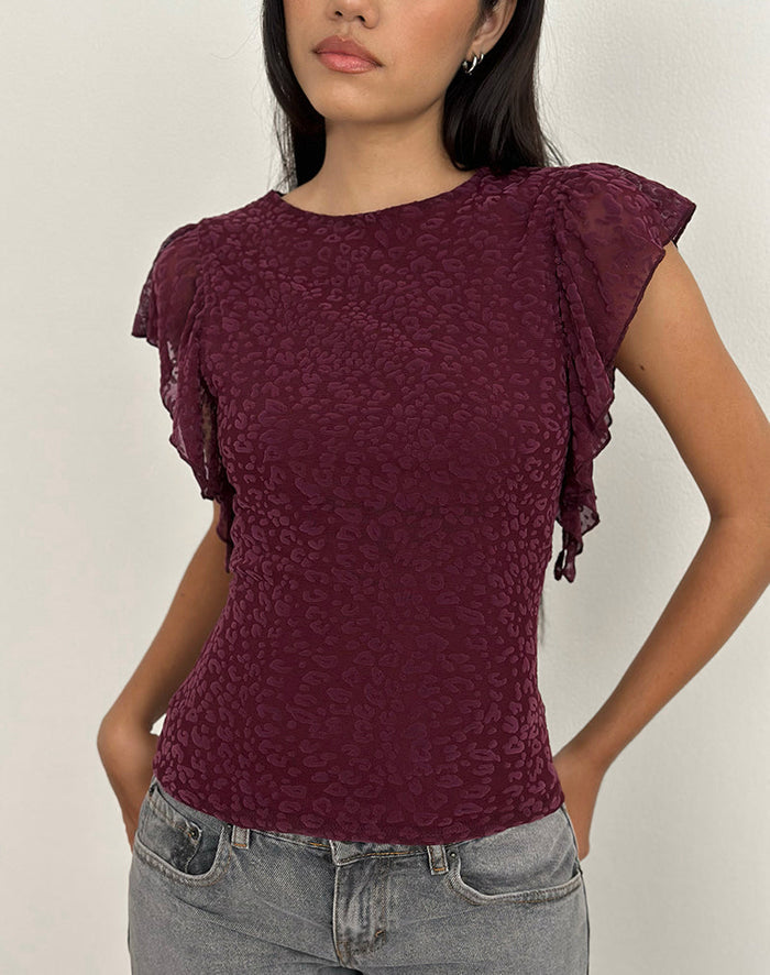 Image of Harsya Top in Flock Mini Leopard Plum