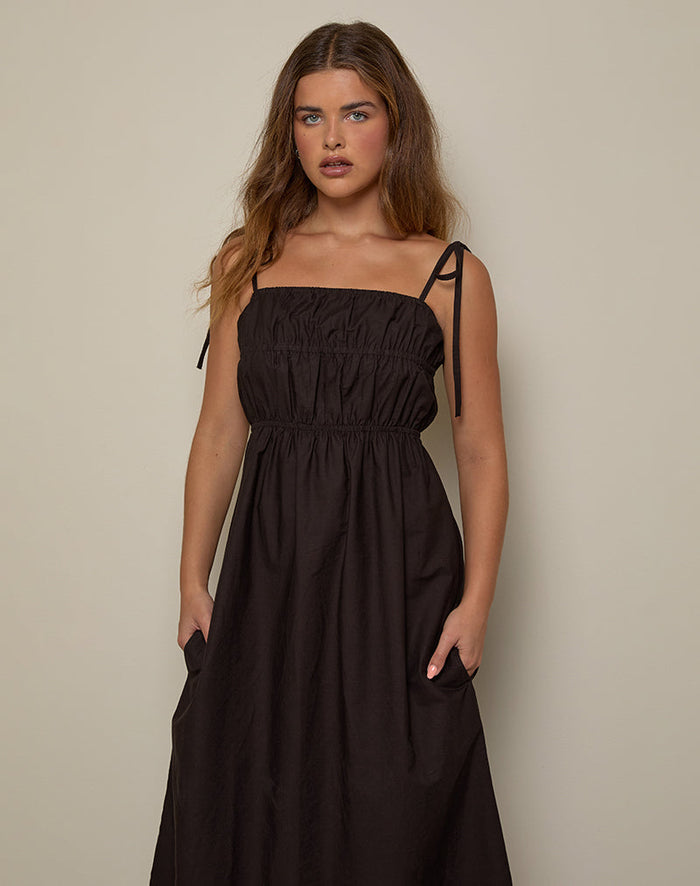 Image of Haruko Midi Dress in Bitter Chocolate