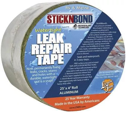 Silver Aluminum StickNBond RV Roof Leak Repair Tape Roll 4x25 - Front View | United RV Parts