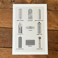 ICONS Art Print featuring iconic buildings of Dallas, including the Comerica Building, Chase Tower, and more. This Texas themed gift captures the essence of the city, making it a perfect Texas Made gift or souvenir from Texas. Ideal for anyone looking for a unique dallas souvenir or texan gifts.