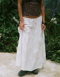Image of Izumi Tiered Midi Skirt in Poplin White