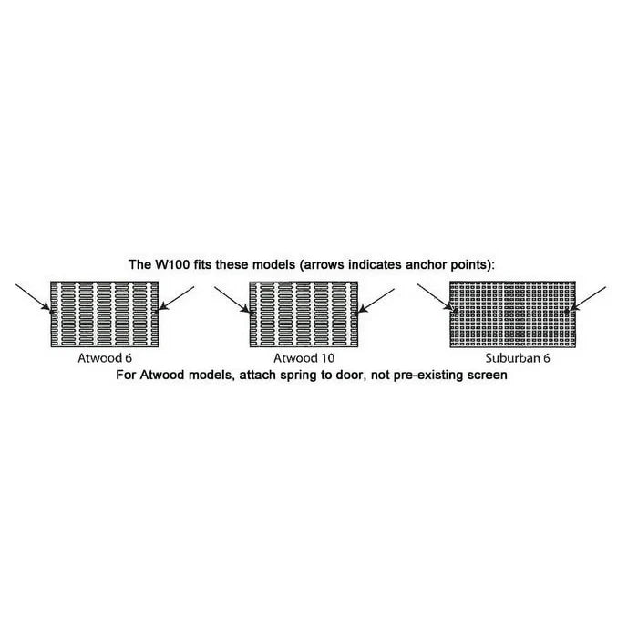 W100 Mud Dauber Screen Compatibility Chart - Atwood and Suburban Water Heater Models | United RV Parts