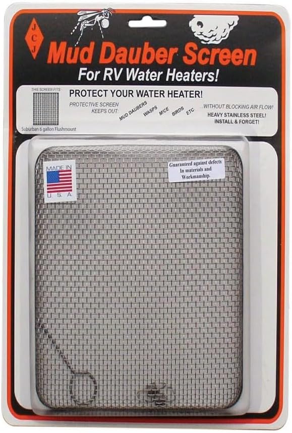 Stainless Steel Mud Dauber Screen for Suburban 6 Gallon RV Water Heater W600 - Front Package View | United RV Parts