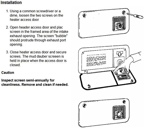 JCJ M500 Mud Dauber Screen Installation Diagram for Hydroflame 8500 RV Furnace - Step-by-Step Guide | United RV Parts