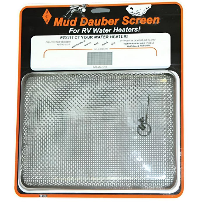 Silver Metal Mesh Mud Dauber Screen for RV Water Heater - Front Packaging View | United RV Parts