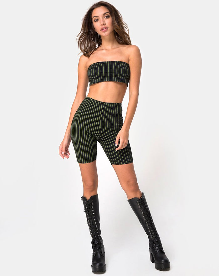 Image of Jeevan Bandeau Top in Neon Pinstripe