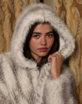 Image of Jemi Hooded Cropped Faux Fur Jacket in Cream