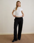 Image of Jenita Loose Jogger in Black with White Picot Trim