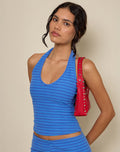 Image of Jules Top in Towelling Blue Stripe