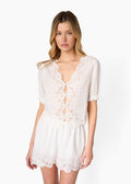 Junie Cotton Plaid Top White