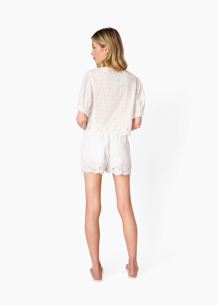 Junie Cotton Plaid Top White