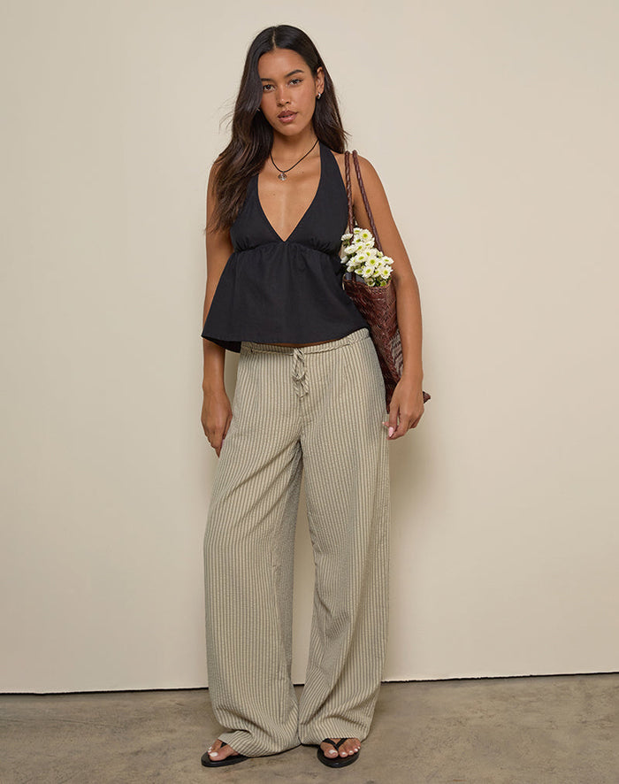 Image of Juria Trouser in Neutral Khaki Stripe