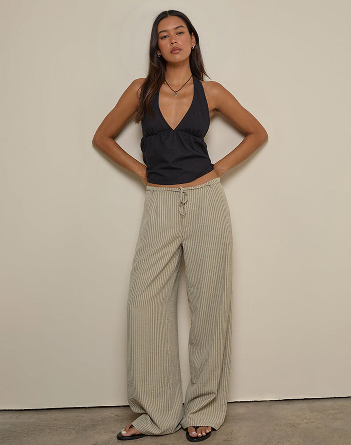 Image of Juria Trouser in Neutral Khaki Stripe