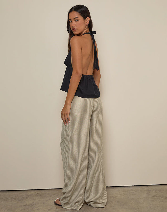 Image of Juria Trouser in Neutral Khaki Stripe
