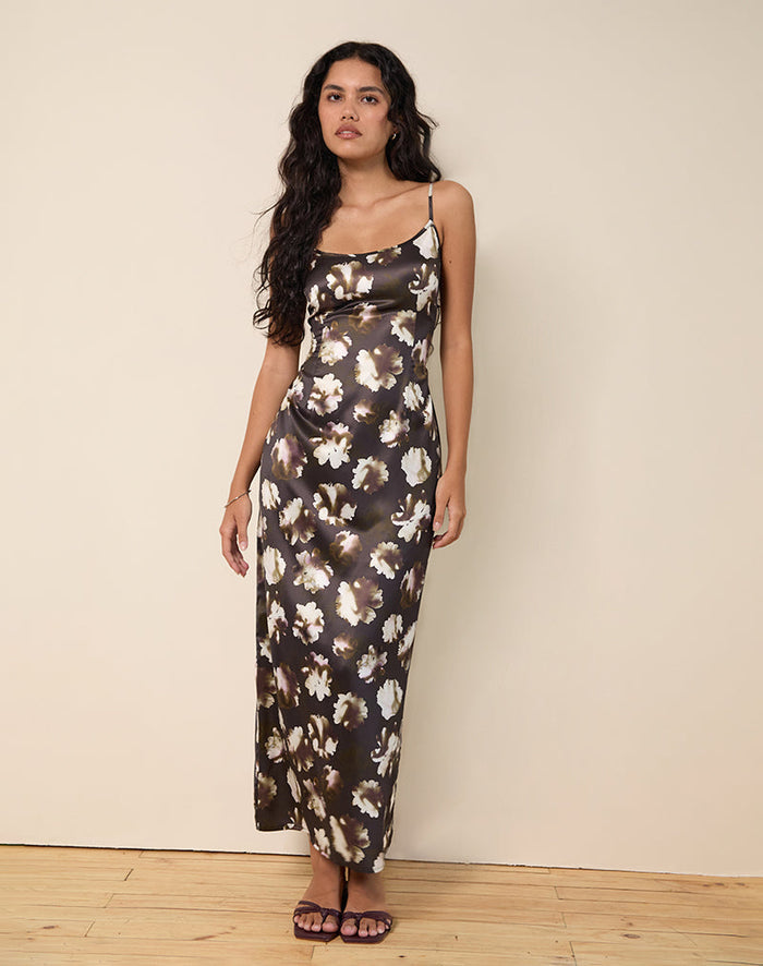 Image of Kafka Maxi Dress in Brown Floral Print