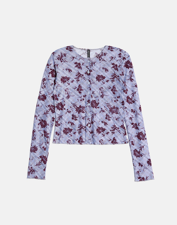 Image of Kahula Top in Lotus Flock Check Lavender