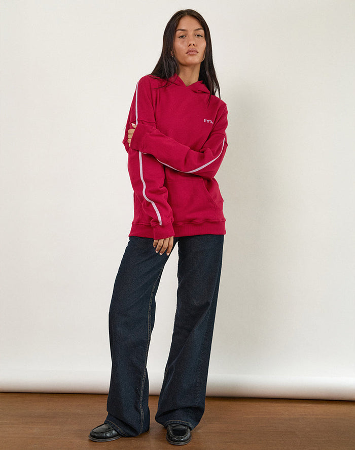Image of Kamari Hoodie in Adrenaline Red with Violet M Embroidery