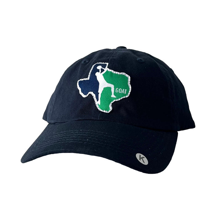 Kids- GOAT Navy Cotton Hat featuring a colorful Texas patch, perfect as a Texas themed gift. This hat makes a great souvenir from Texas and is a stylish option for children looking to sport Texan gifts. Ideal for Dallas souvenir collectors.