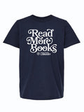 Kids - Read More Books t-shirt featuring a playful design supporting the Dallas Public Library. Perfect Texas themed gift for young book lovers and a great addition to any Texan gifts collection. Ideal souvenir from Texas, showcasing local pride.