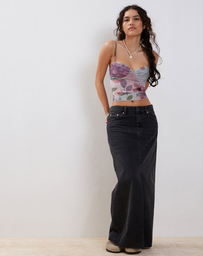 Image of Kikan Cropped Mesh Cami in Abstract Scrapbook