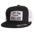 KISS MY DALLAS PATCHED FLAT BILL HAT showcasing a hand-sewn patch, perfect for any Texan. This hat makes a great Texas themed gift or souvenir from Texas, ideal for fans of Dallas and unique Texan gifts.