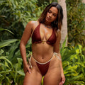Kulani Kinis Cinnamon Sugar Frill Halter Bralette Bikini Top