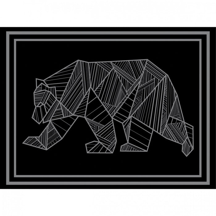 Black RV Outdoor Mat with Grey Geometric Bear Pattern - Design Detail | United RV Parts
