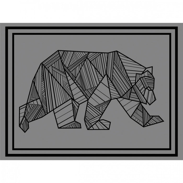 Grey KUMA Bear Mat with Black Border Frame - Design Close-Up | United RV Parts