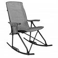 Heather Grey Fabric KUMA Bear Trax Folding Rocking Chair with Side Pocket - Front Angle | United RV Parts