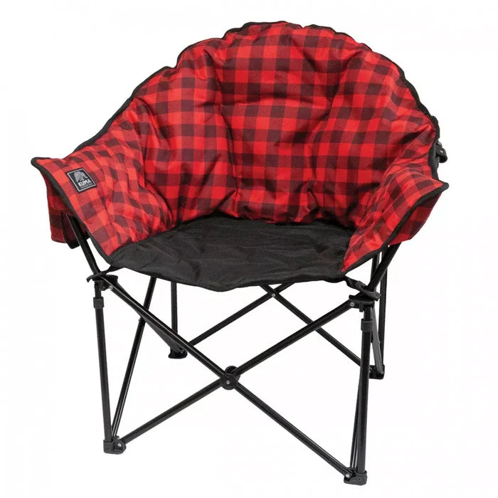 Red Plaid KUMA Lazy Bear Camping Chair - Front View | United RV Parts