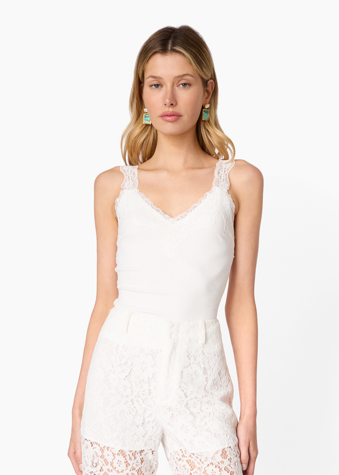Lani Rib Knit Tank White