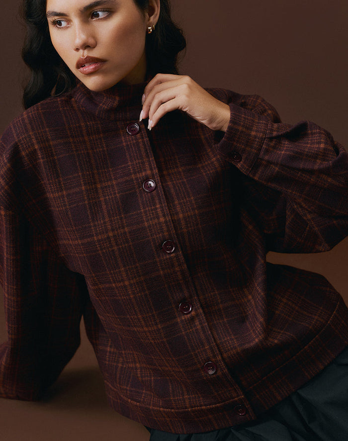 Image of Lastika Jacket in Check Dark Burgundy