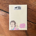Late Night Talkings Notepad showcasing a humorous illustration, perfect for jotting down thoughts. This Texas themed gift is a great example of Texas Made Gifts, making it an ideal souvenir from Texas and a unique Dallas souvenir for anyone looking for fun Texan gifts.