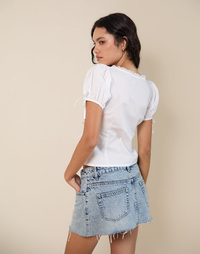 Image of Lias Puff Sleeve Blouse in White