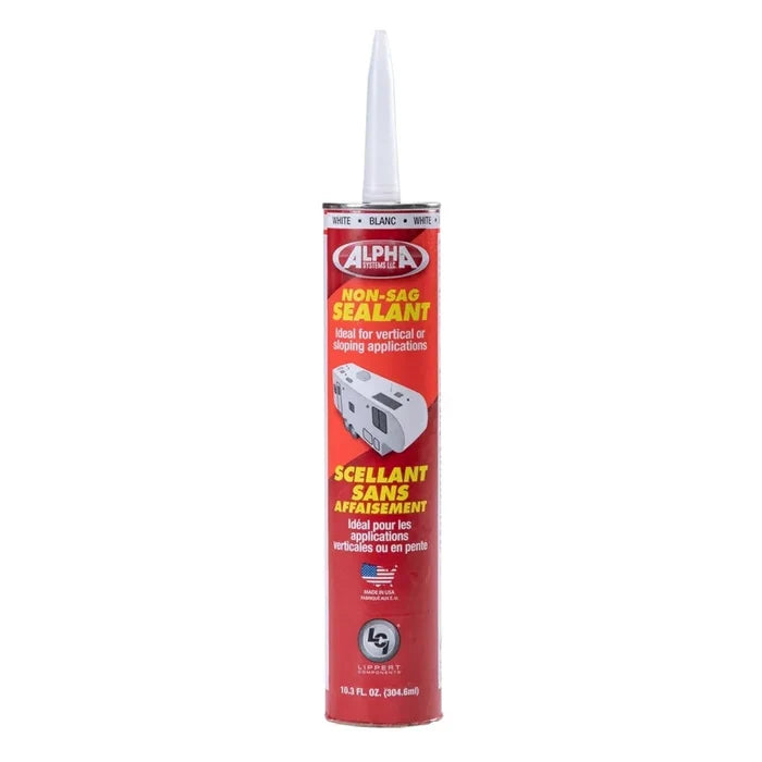 White Alpha Systems 1010 Non-Sag Lap Sealant Tube - Front View | United RV Parts